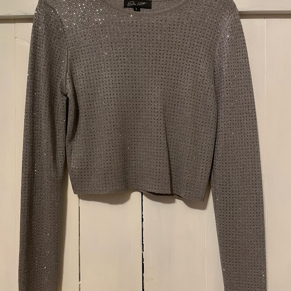 Gray Sparkle Crop Top